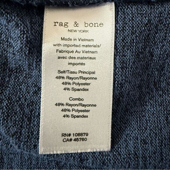 Rag & Bone Jean Top Womens Size Small Blue Long Sleeve Crew Neck High Low Hem - Picture 9 of 11